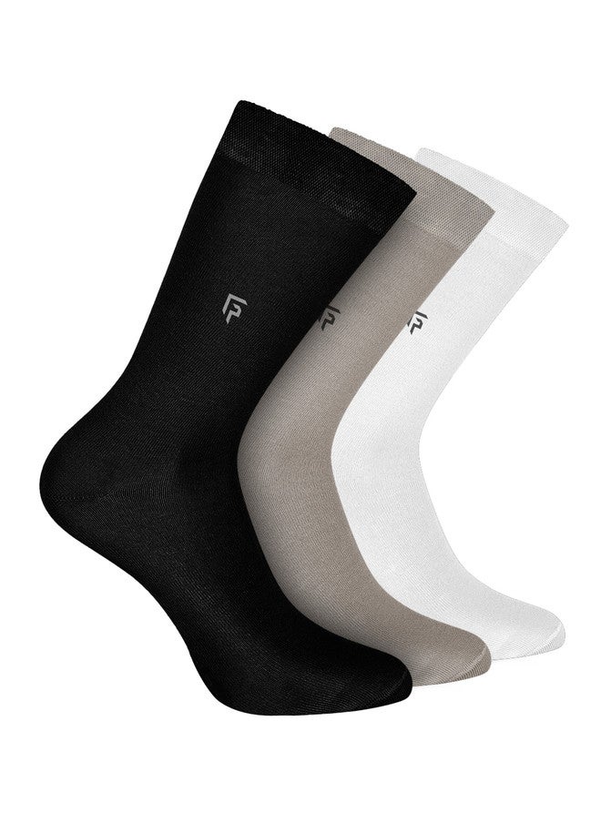 FOOTPRINTS FOOTPRINT Men 3 Pairs Anti Odour Organic Cotton Calf-Length Solid Bamboo Formal Socks - Image 1